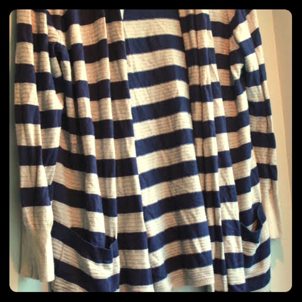 Blue striped cardigan!